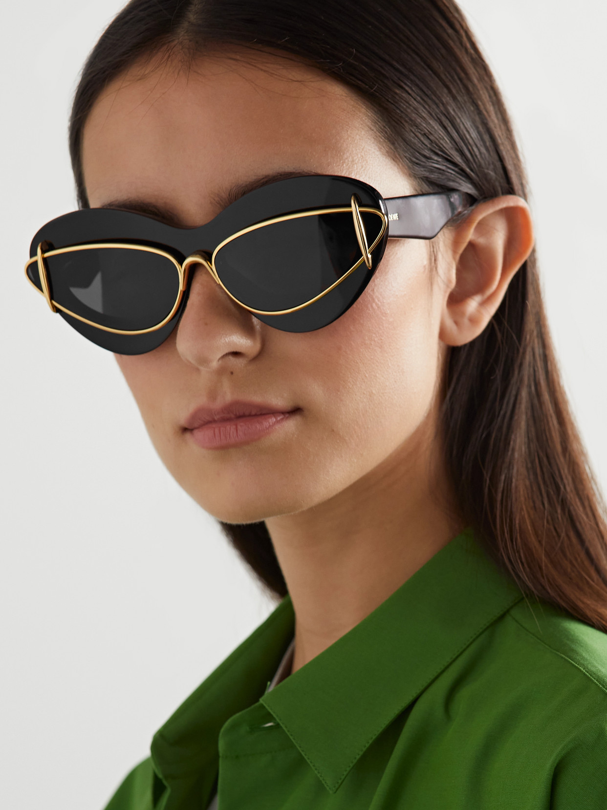 Shop Loewe Double-frame Cat-eye Gold-tone And Acetate Sunglasses In Black