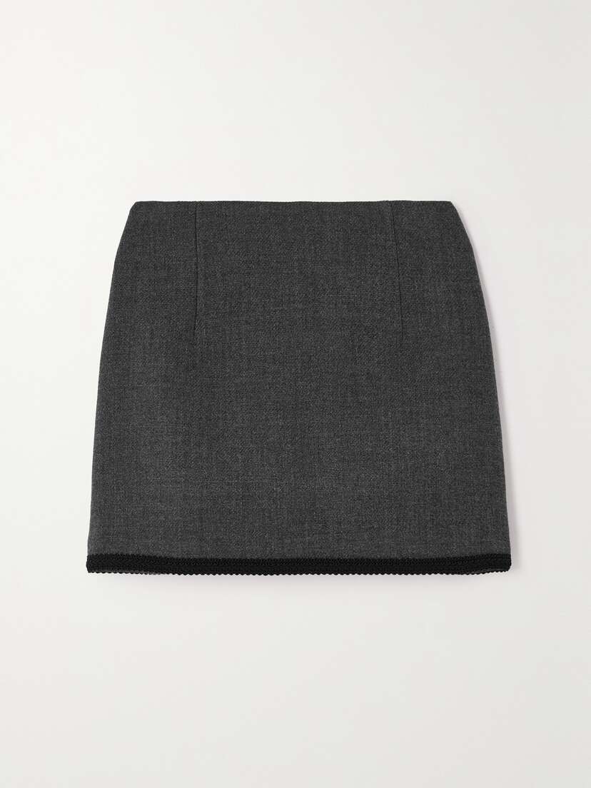 LIBEROWE + Net Sustain Vera Guipure Lace-trimmed Wool Mini Skirt