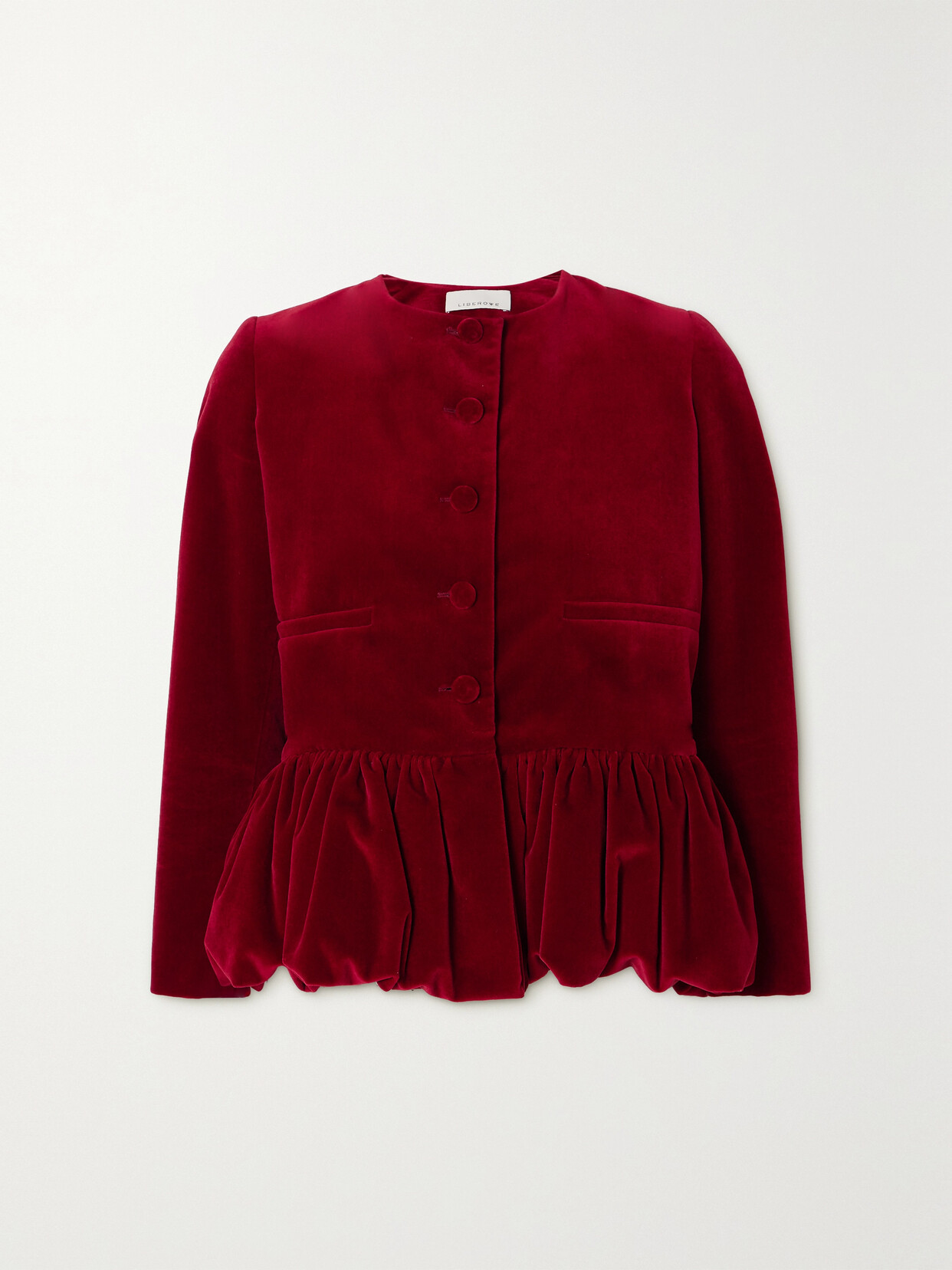 LIBEROWE - + Net Sustain Velvet Peplum Jacket - Red