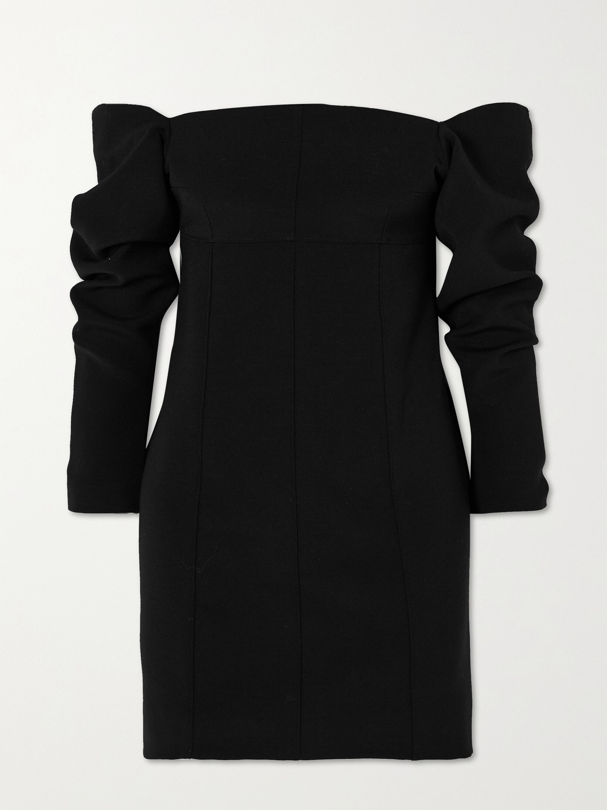 Liberowe + NET SUSTAIN off-the-shoulder gathered wool mini dress
