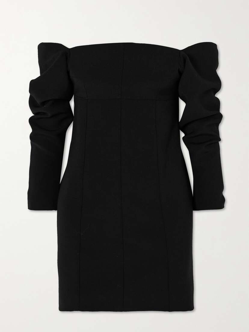 LIBEROWE + Net Sustain Off-the-shoulder Gathered Wool Mini Dress