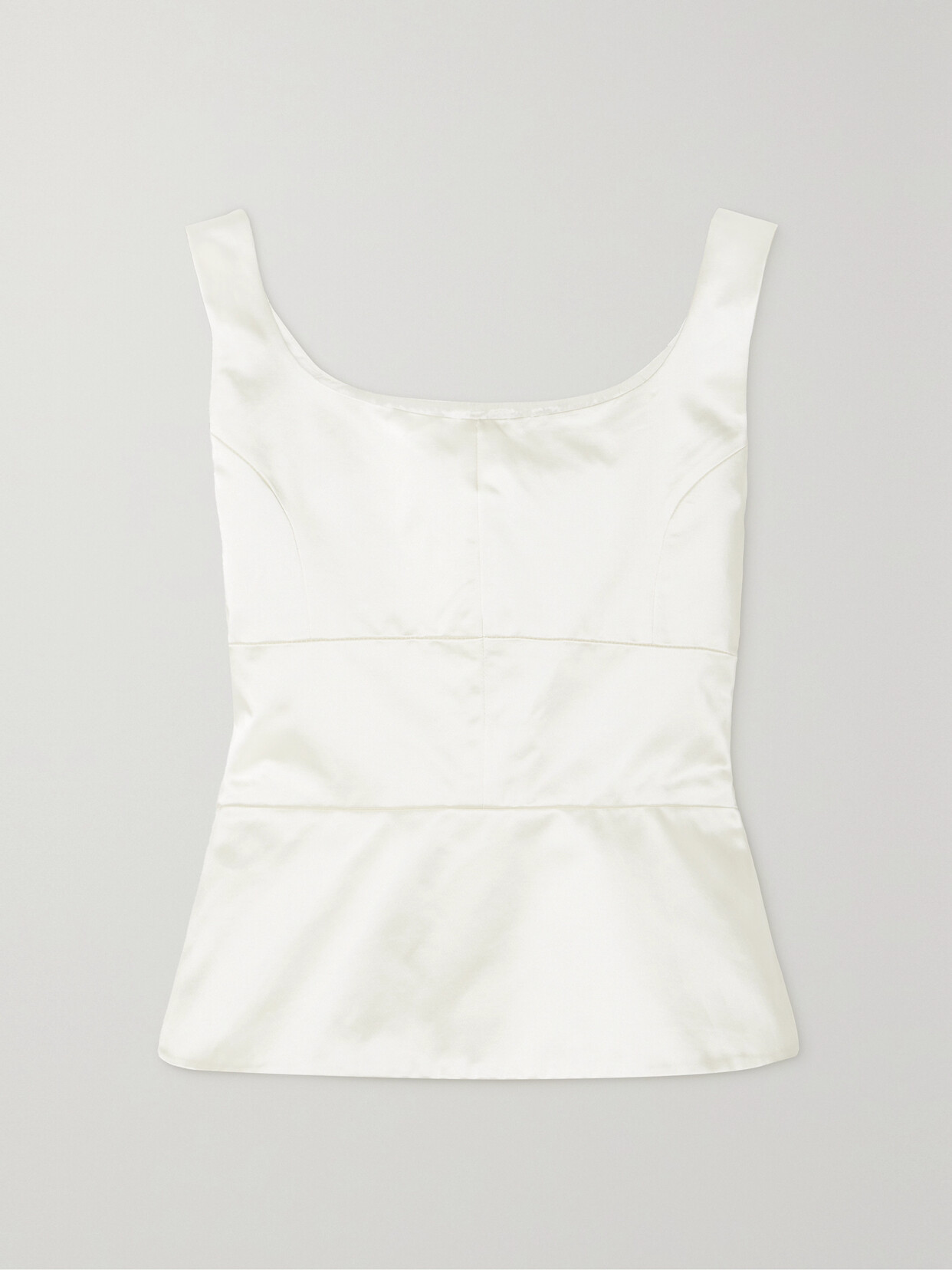 LIBEROWE - + Net Sustain Off-the-shoulder Duchesse Cotton-blend Satin Peplum Top - Ivory