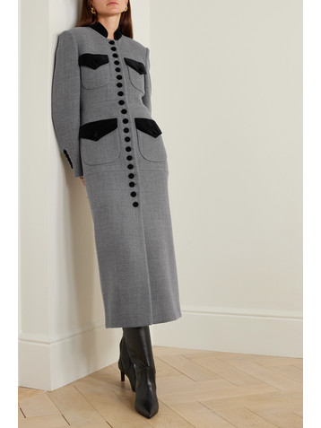Liberowe + NET SUSTAIN velvet-trimmed wool coat