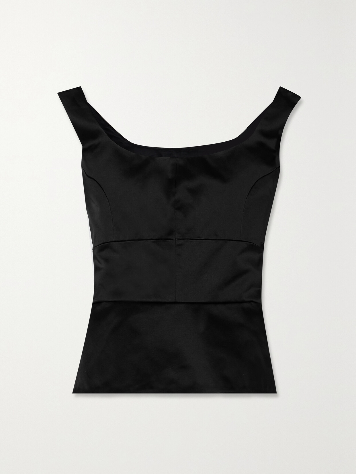 Liberowe + Net Sustain Off-the-shoulder Duchesse Cotton-blend Satin Peplum Top In Black