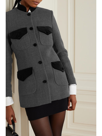 Liberowe + NET SUSTAIN Raja velvet-trimmed wool-tweed blazer