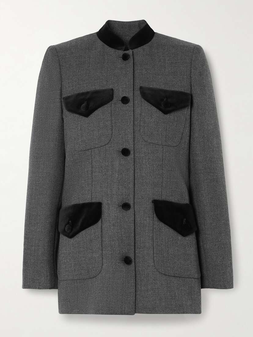 LIBEROWE + Net Sustain Raja Velvet-trimmed Wool-tweed Blazer