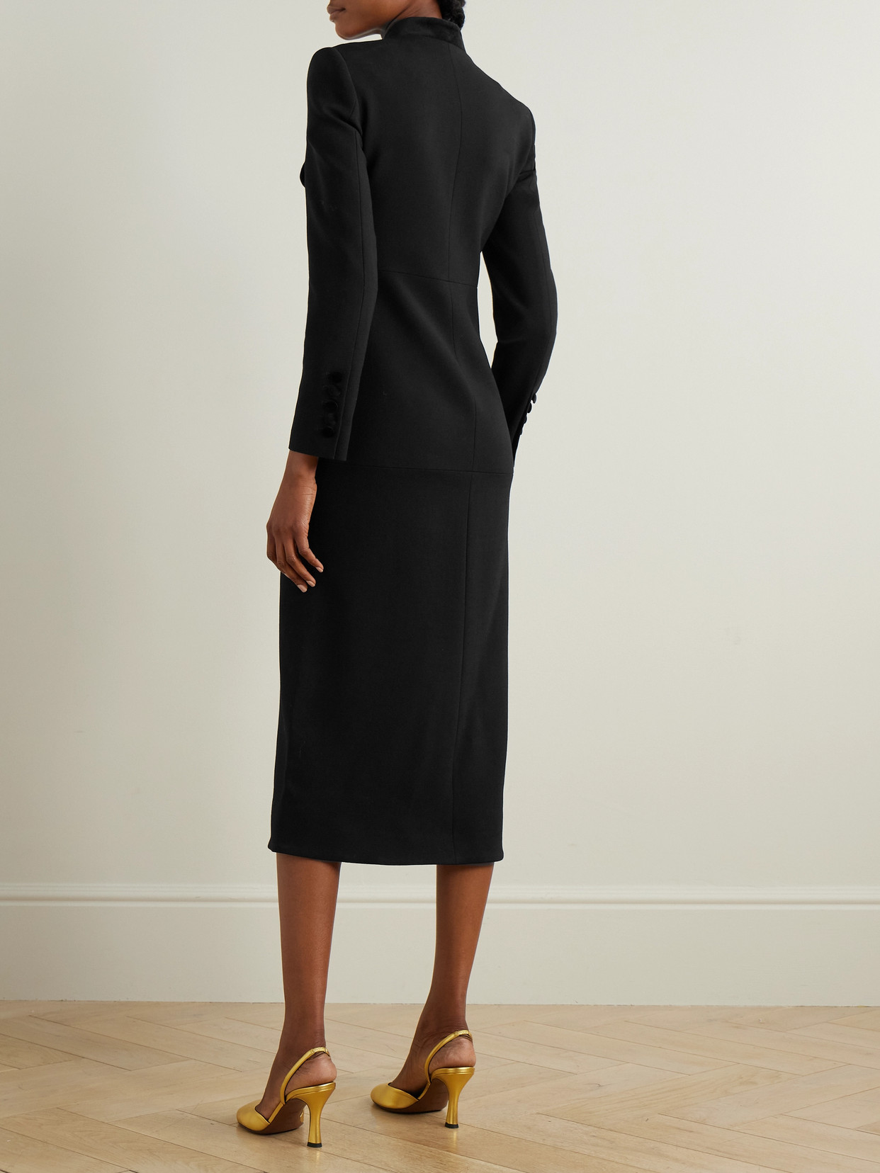 + Net Sustain Velvet-Trimmed Coat