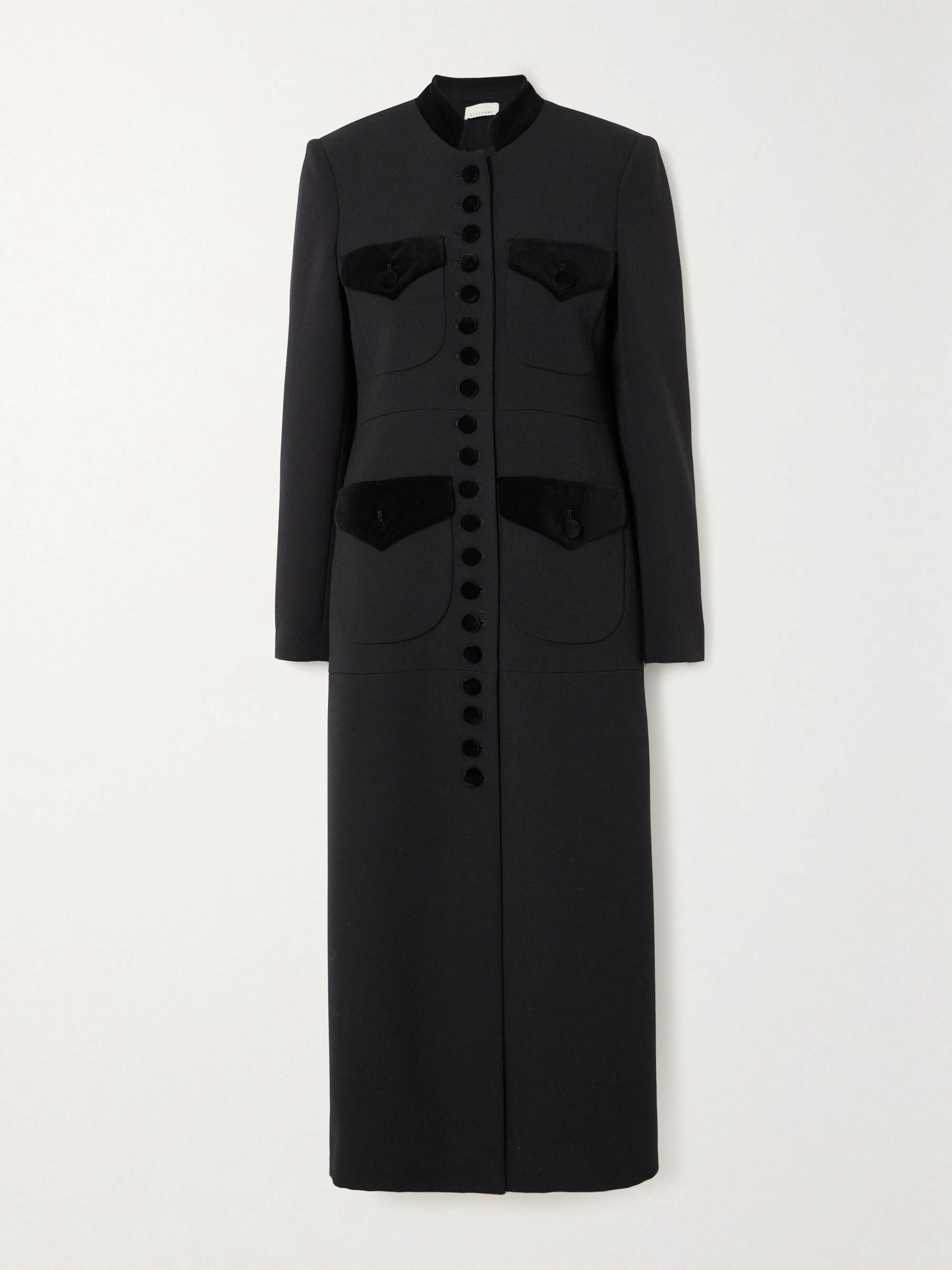 Net Coat LIBEROWE + NET SUSTAIN velvet-trimmed wool coat | NET-A-PORTER