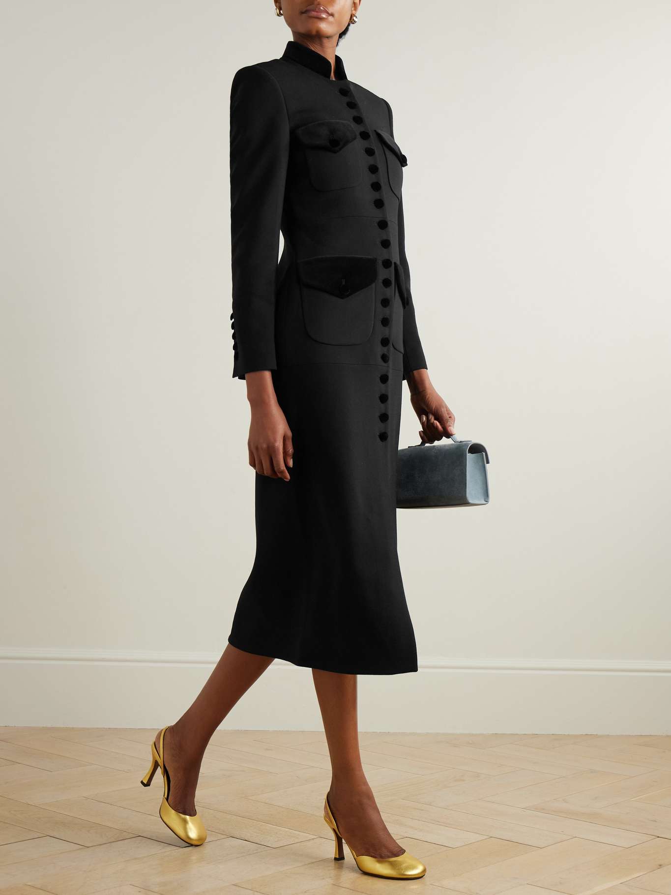 Net Coat LIBEROWE + NET SUSTAIN velvet-trimmed wool coat | NET-A-PORTER