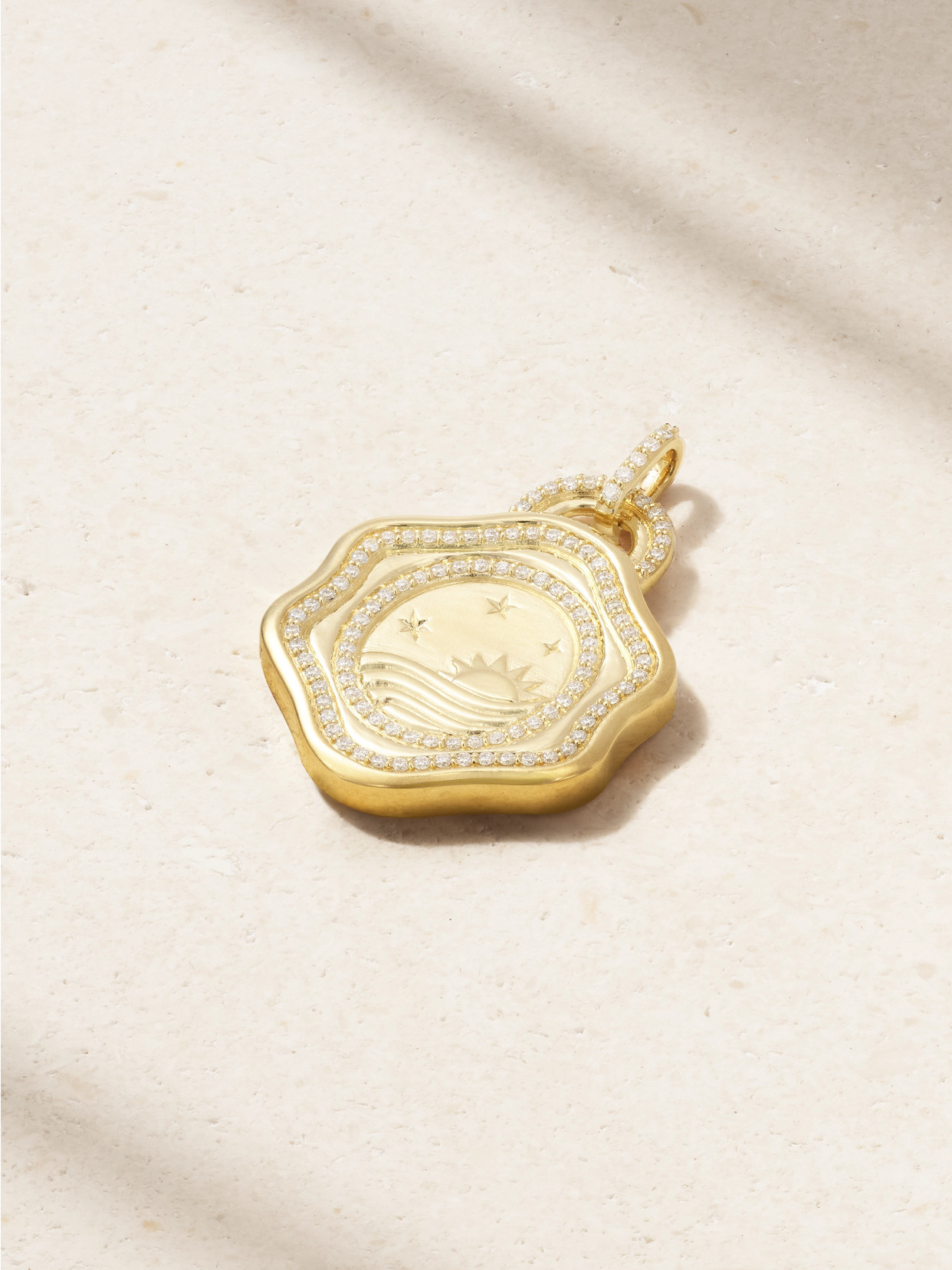 Sorellina Mermaid Money Engraved 18-karat Diamond Pendant