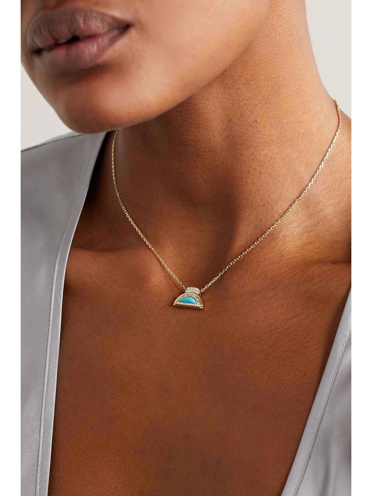 Sorellina Alba 18-karat Gold, Turquoise And Diamond Necklace In Gold