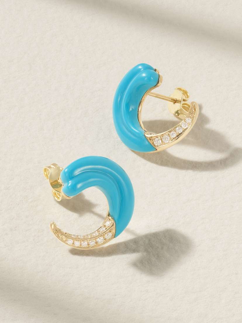 Sorellina 18-karat Gold, Turquoise And Diamond Earrings