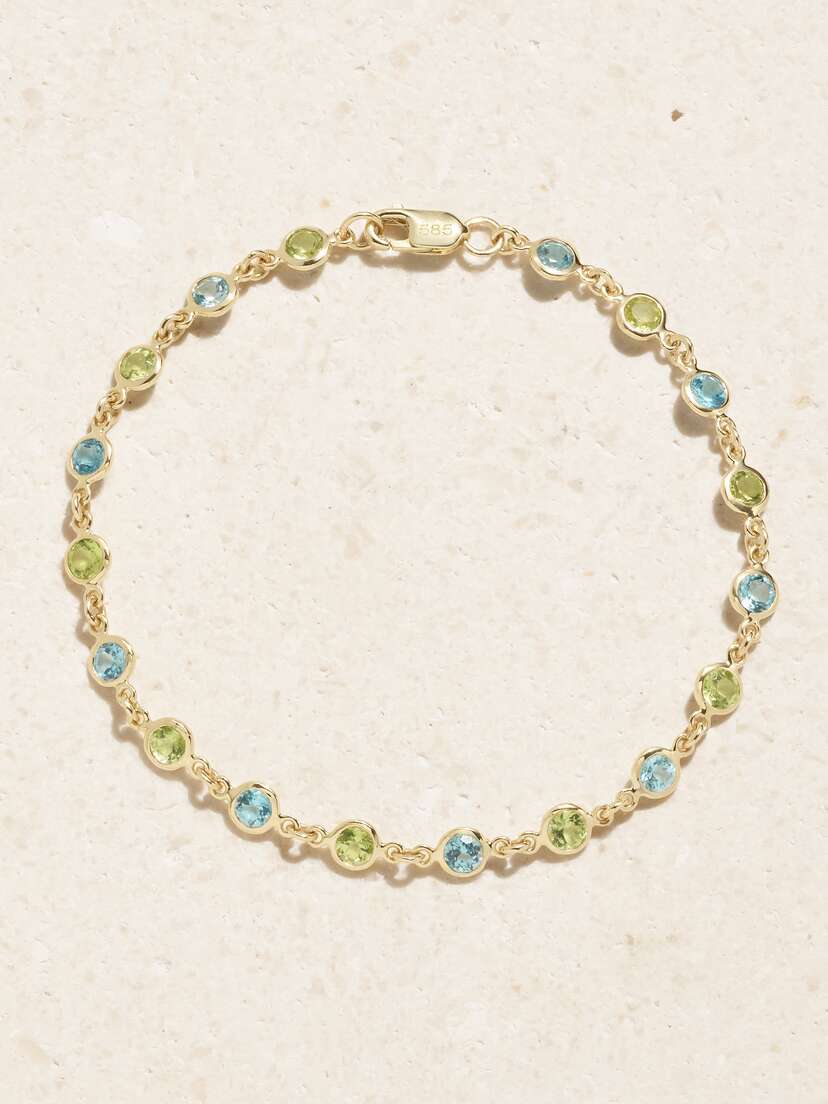 42 SUNS 14-karat Gold, Topaz And Peridot Bracelet