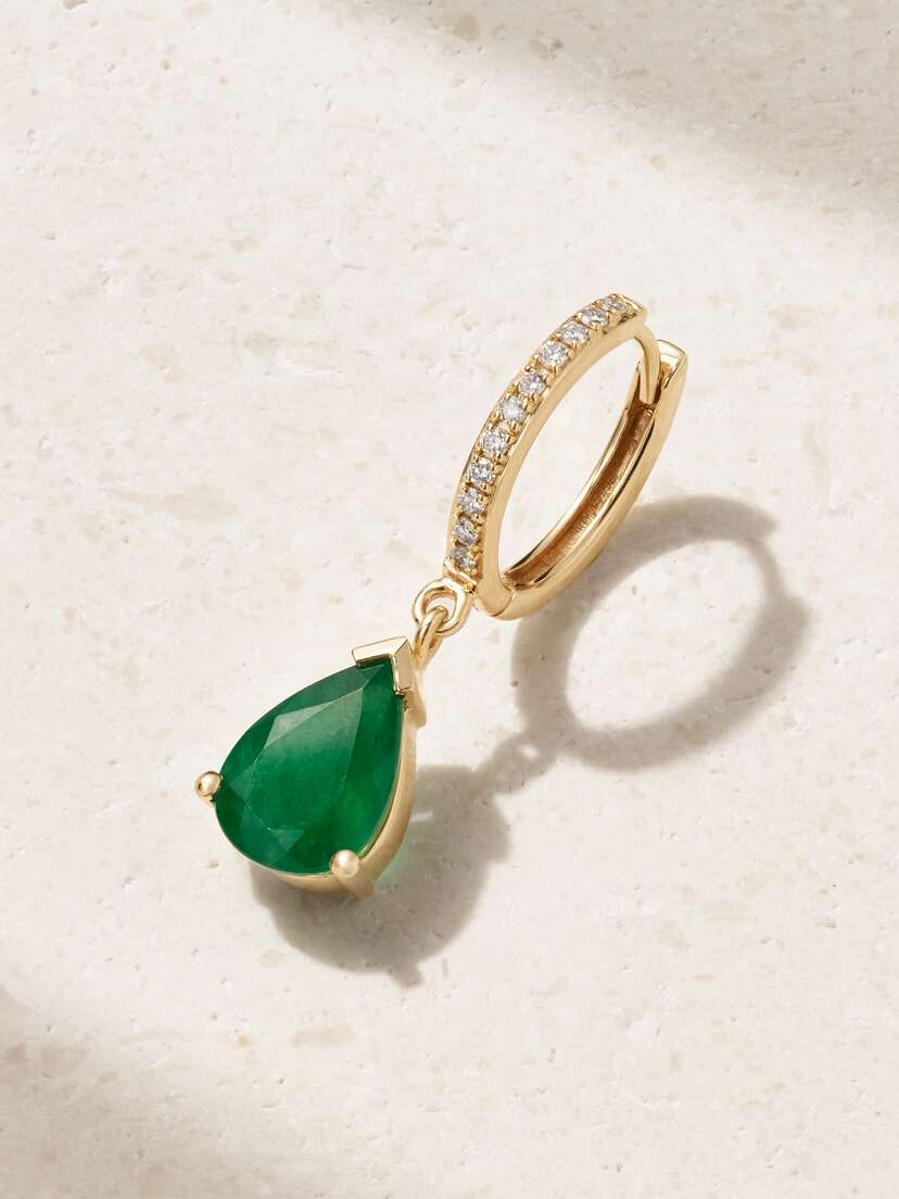 42 SUNS 14-karat Gold Emerald And Laboratory-grown Diamond Single Earring