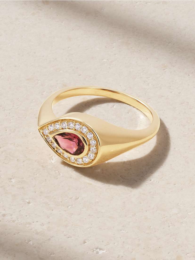 42 SUNS 14-karat Gold Tourmaline And Laboratory-grown Diamond Ring