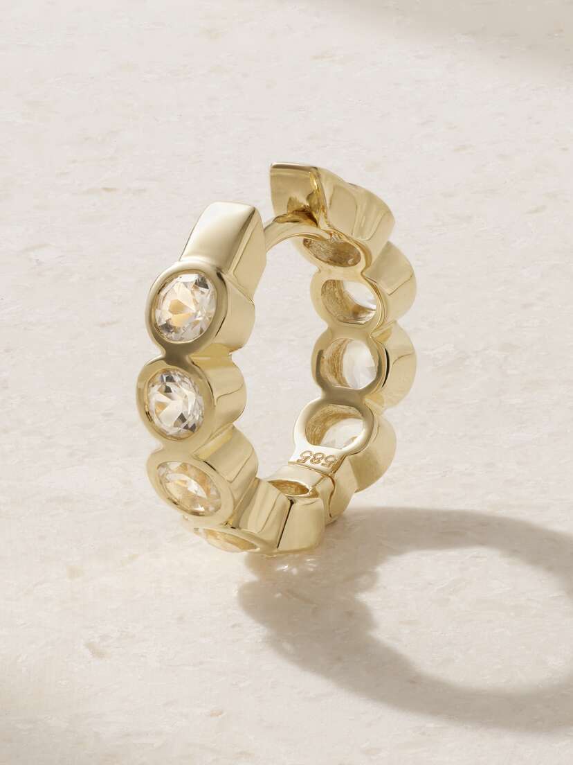 42 SUNS Small 14-karat Gold Topaz Single Hoop Earring