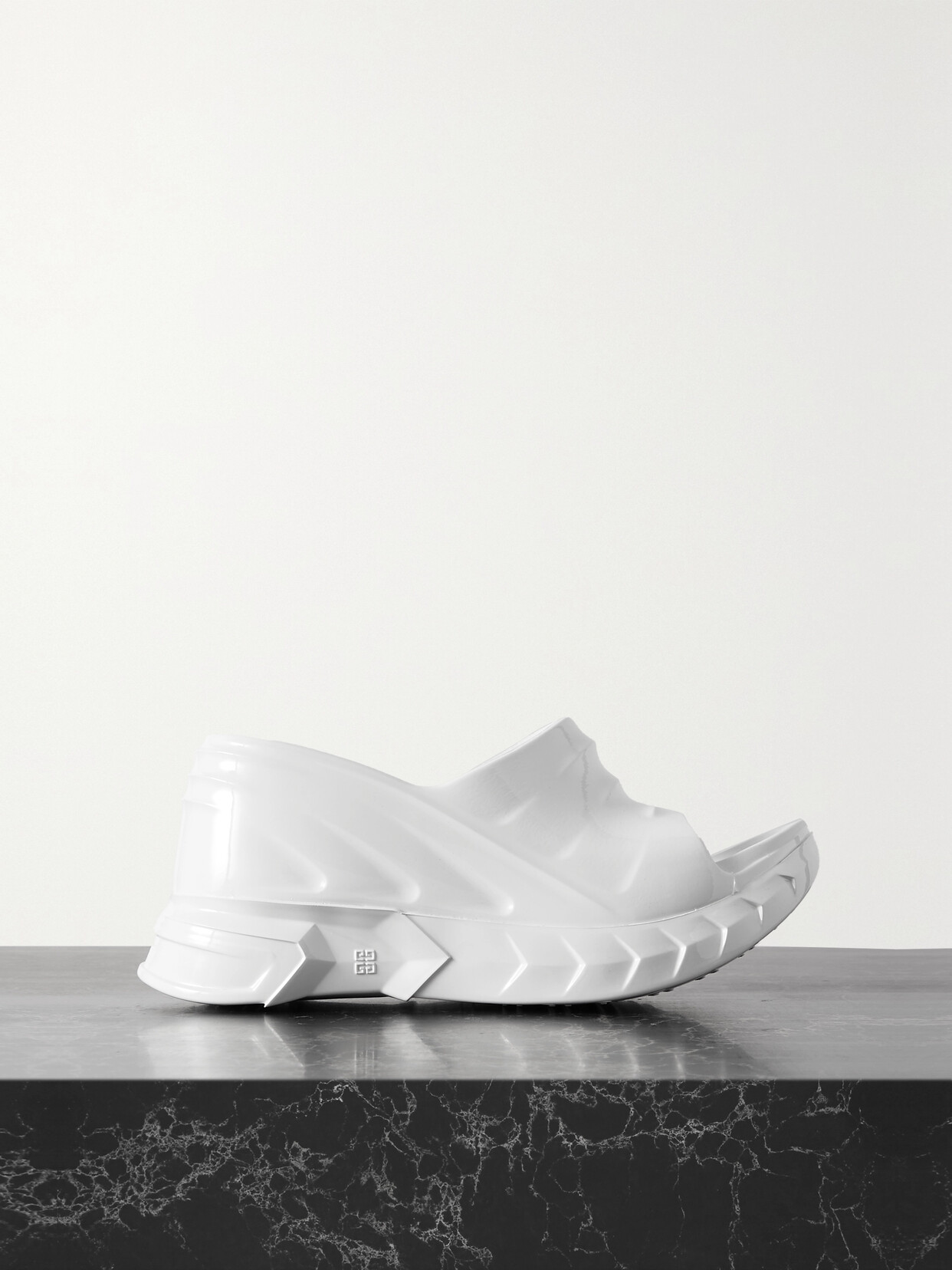 Givenchy Marshmallow Logo-embossed Rubber Platform Wedge Mules In White