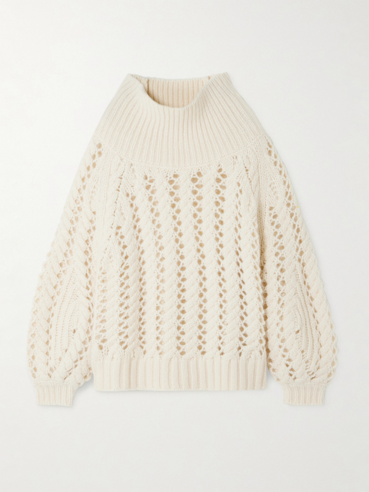 Adam Lippes Brushed Open-knit Cashmere And Silk-blend Turtleneck Sweater - Ivory