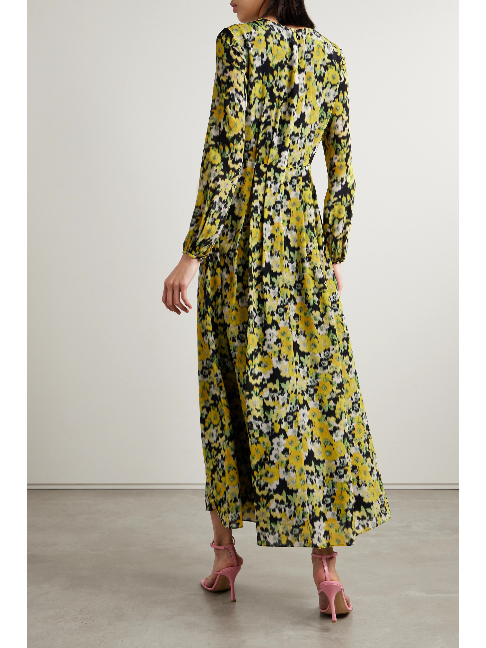 Adam Lippes Pleated floral-print silk crepe de chine maxi dress thumbnail