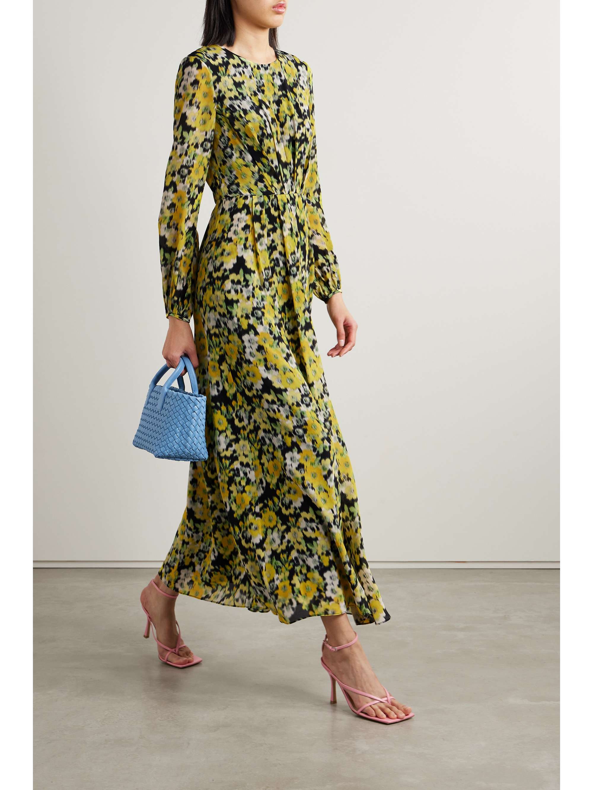 ADAM LIPPES Pleated floral-print silk crepe de chine maxi dress | NET-A ...