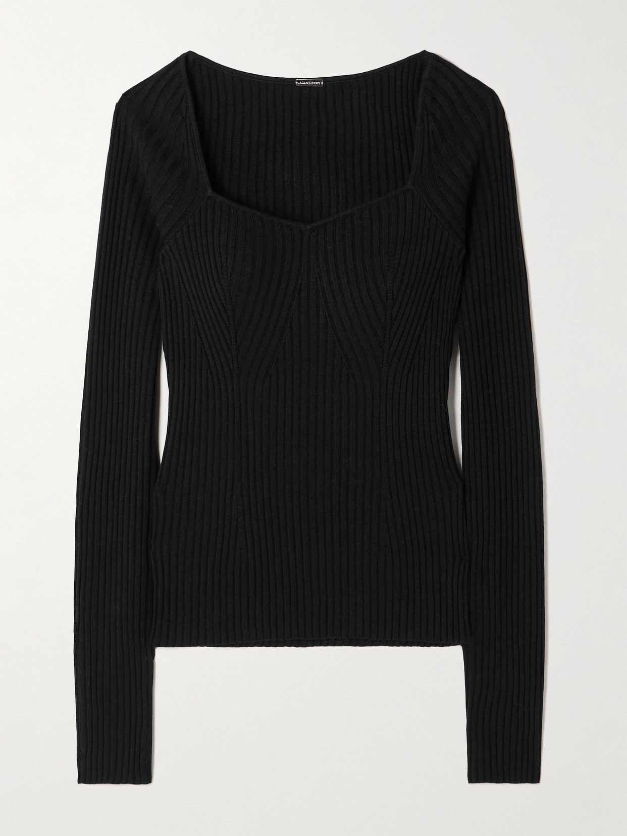 Shop Adam Lippes Florentine Ribbed Silk And Cashmere-blend Top In Black