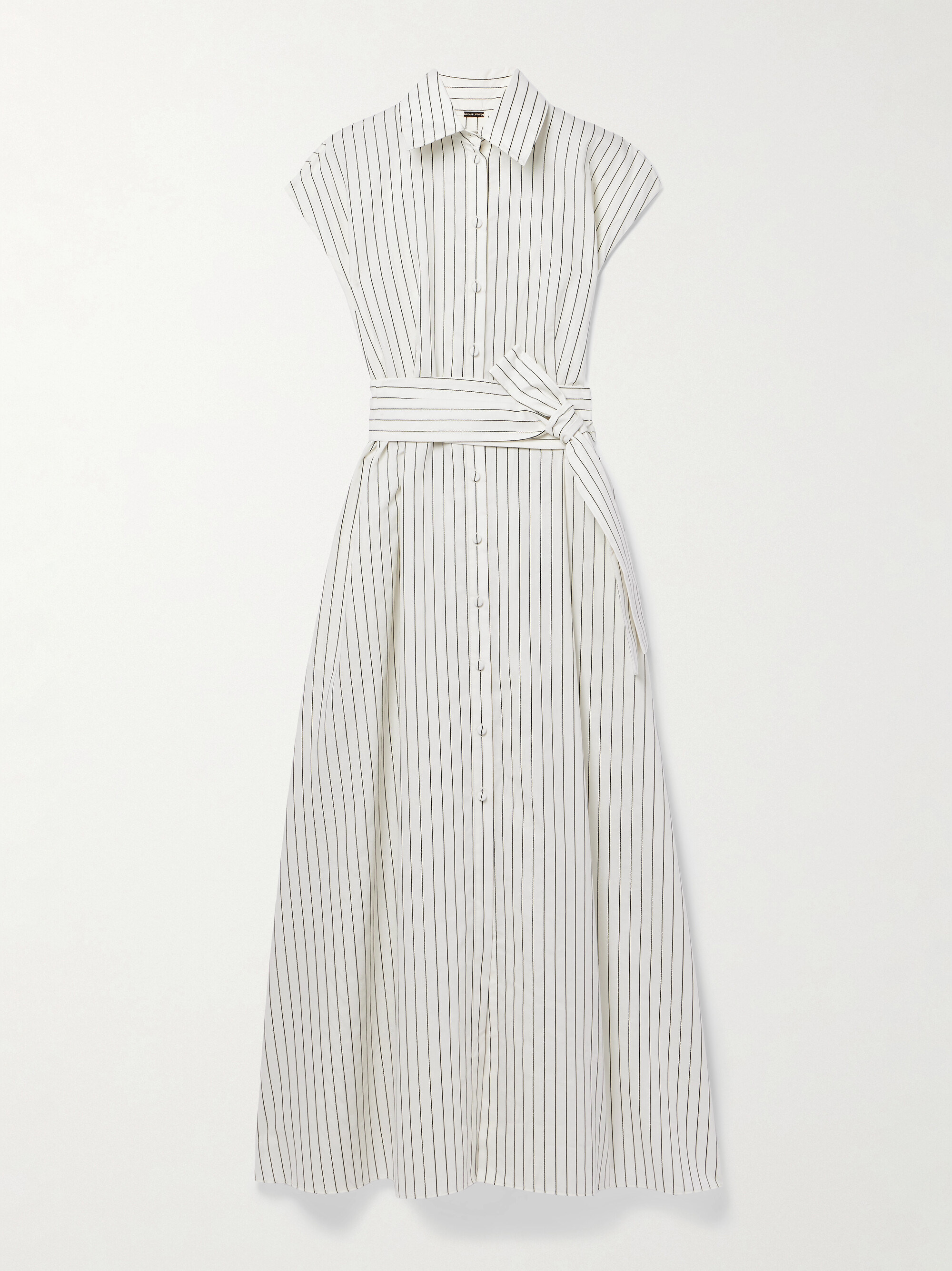 Adam Lippes Dejeuner metallic striped cotton-blend poplin maxi shirt dress thumbnail