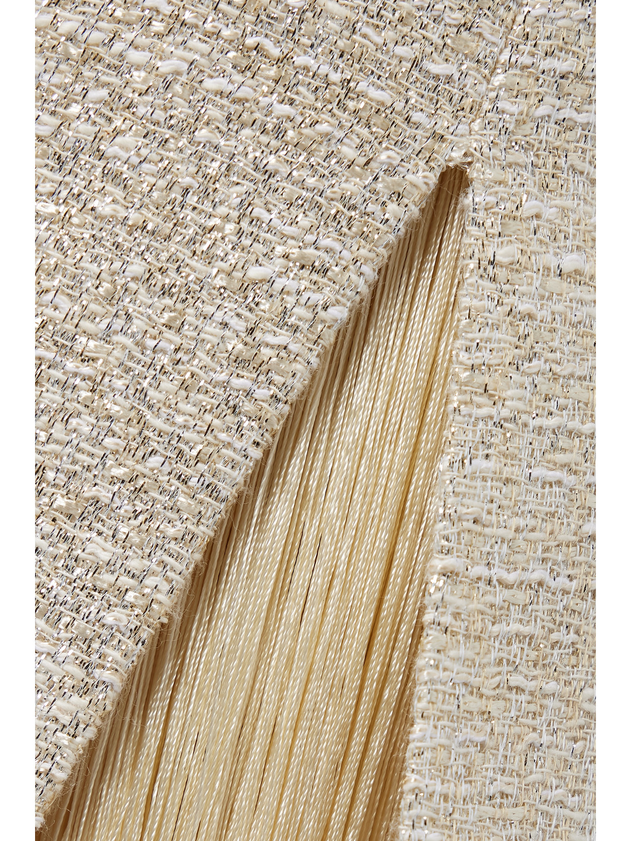 Adam Lippes Fringed Metallic Tweed Maxi Dress In Metallic