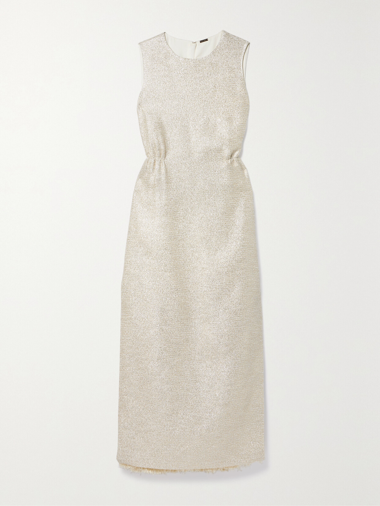 Adam Lippes Fringed Metallic Tweed Maxi Dress In Neutrals