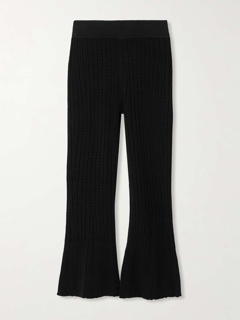 Adam Lippes Cropped Recycled Pointelle-knit Flared Pants