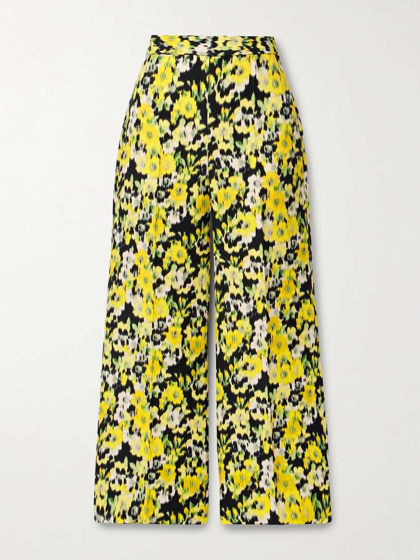 Adam Lippes Cropped Floral-print Wool And Silk-blend Straight-leg Pants