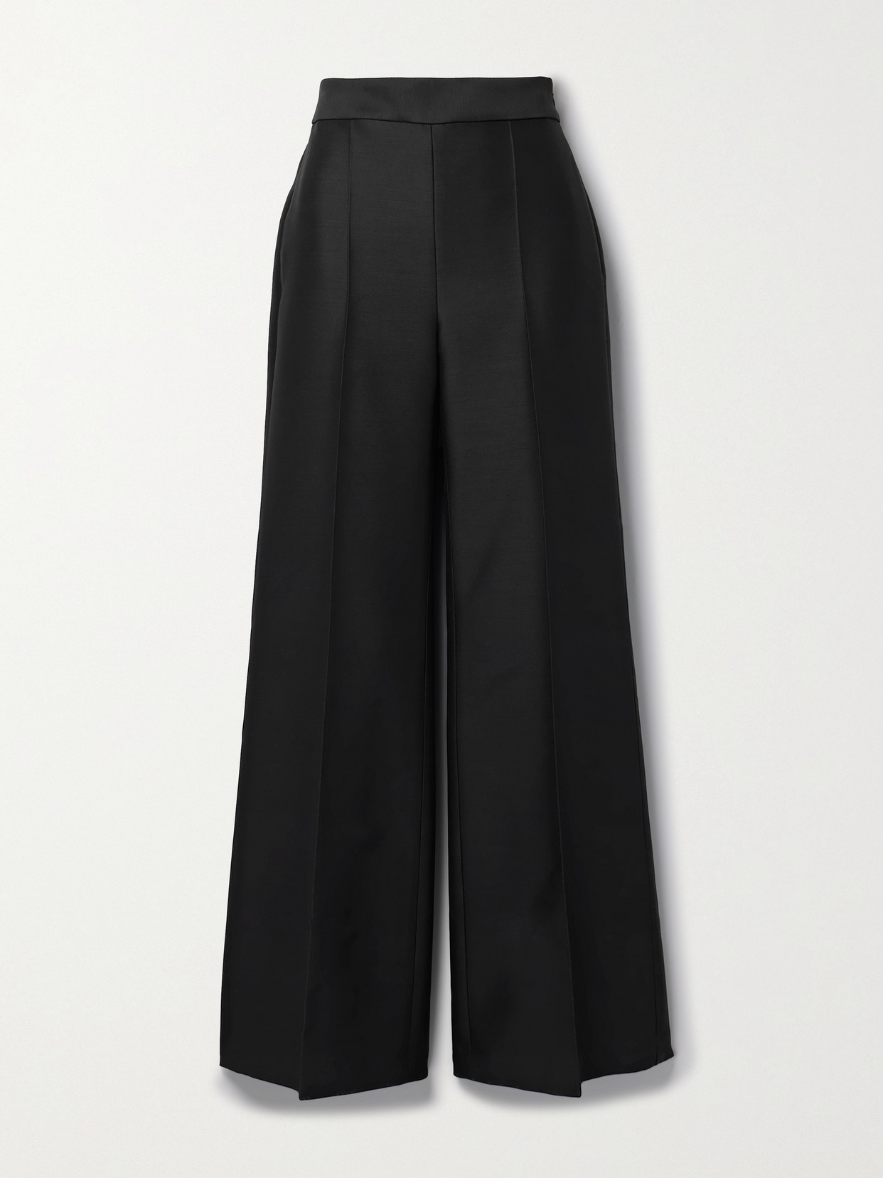 Adam Lippes Bettina Wool And Silk-blend Radzimir Wide-leg Pants In Black