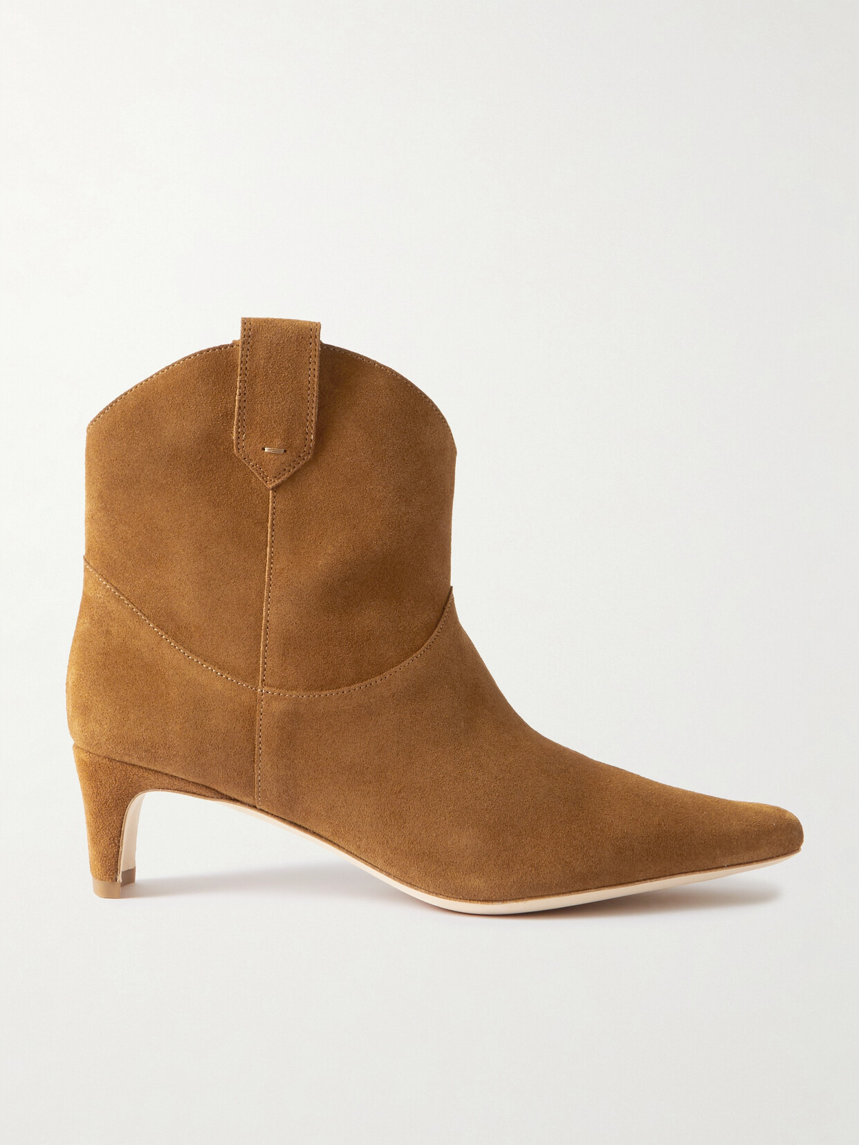 STAUD - Western Wally Suede Ankle Boots - Brown