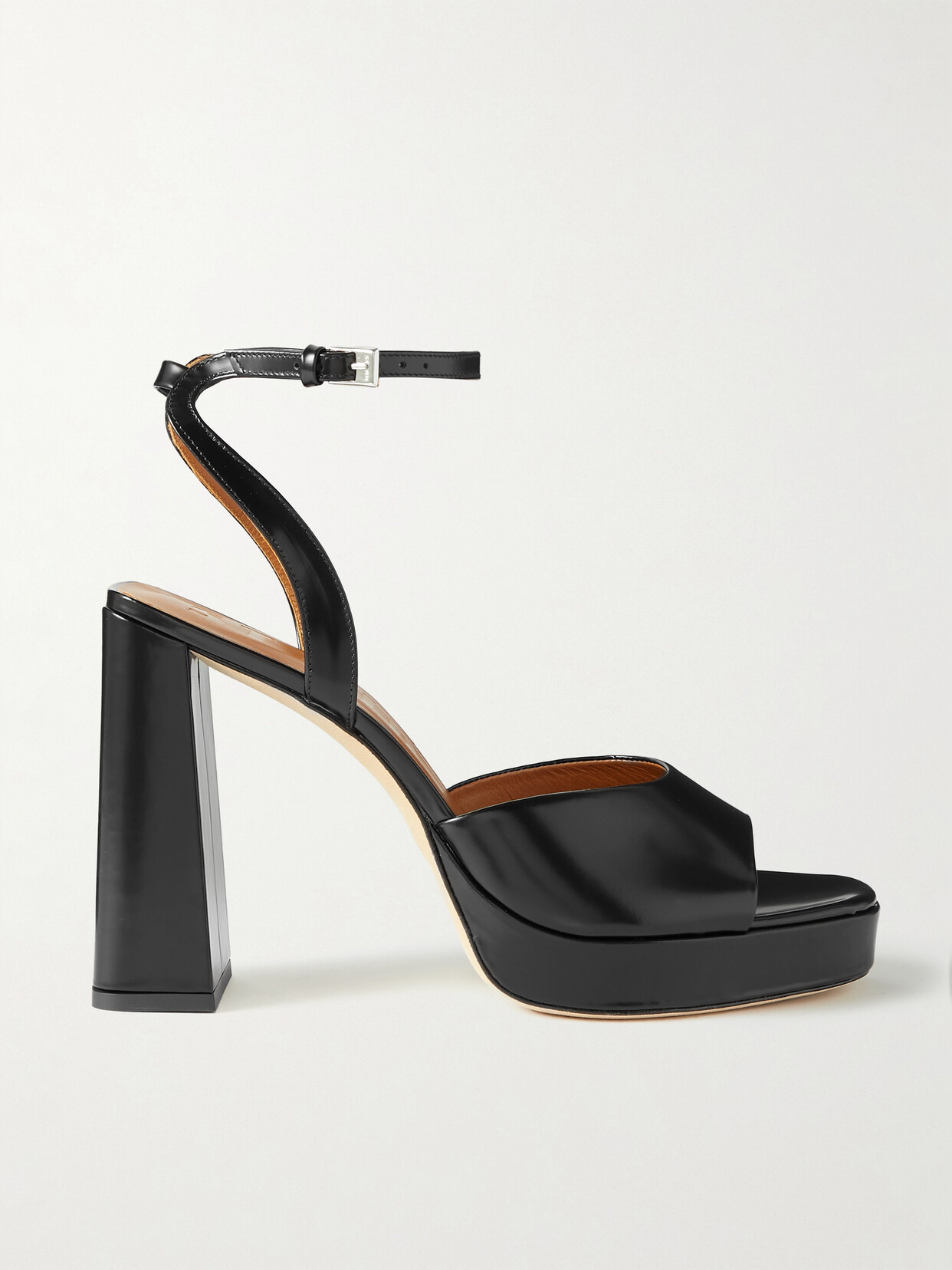 Staud Solange Leather Platform Sandals In Black