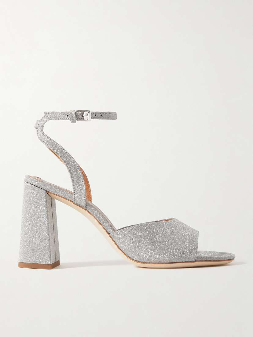 Staud Solange Glittered Leather Sandals