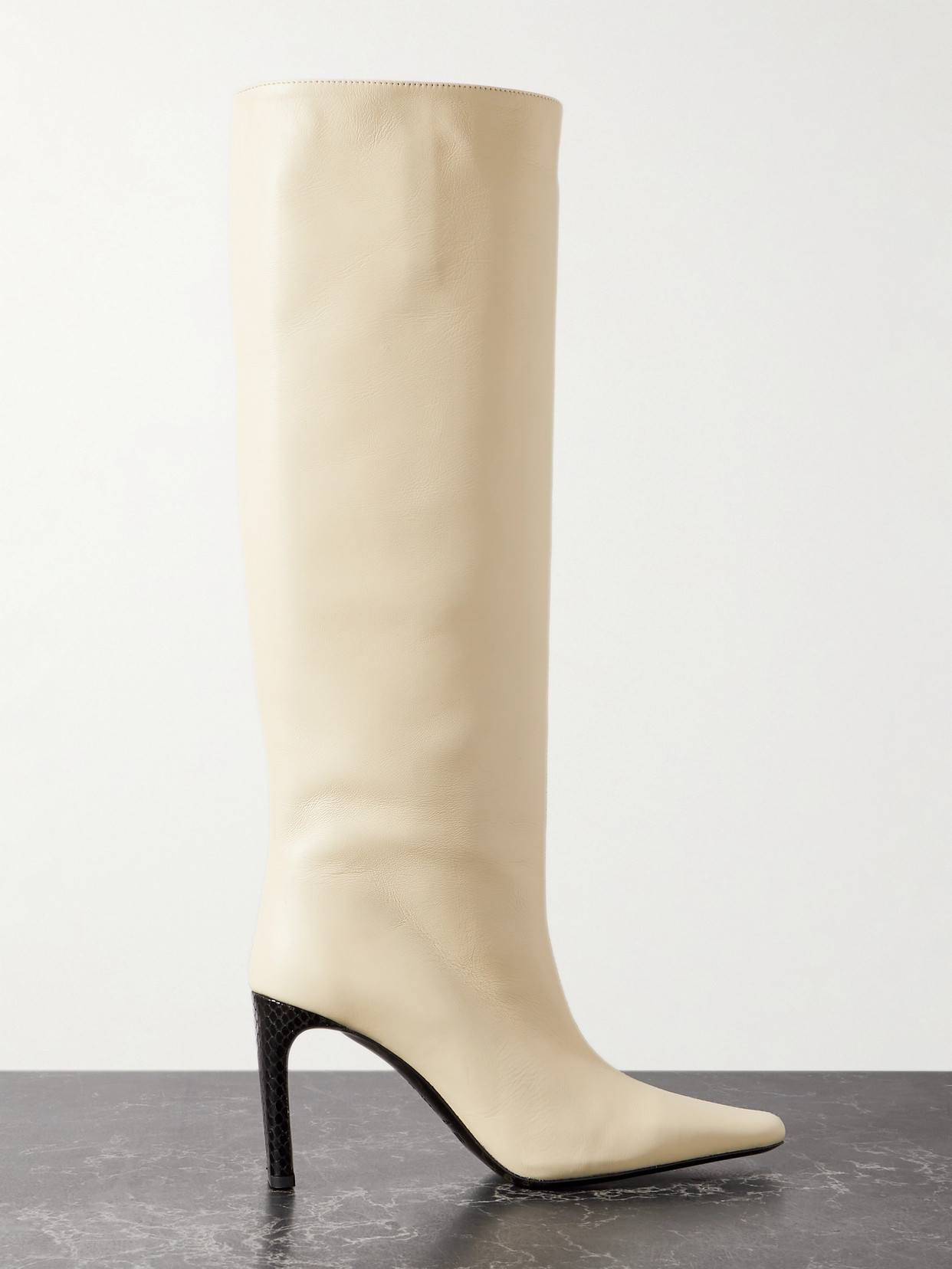 STAUD - Wally Leather Knee Boots - Cream