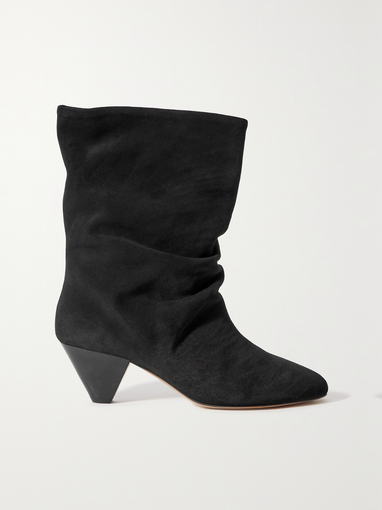 Isabel Marant Suede Leather Cone Heel Ankle Boots In Black