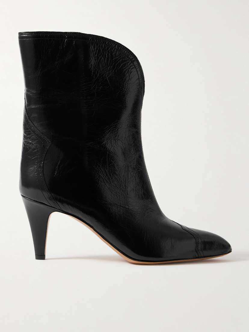 Isabel Marant Dytho Glossed Crinkled-leather Cowboy Boots