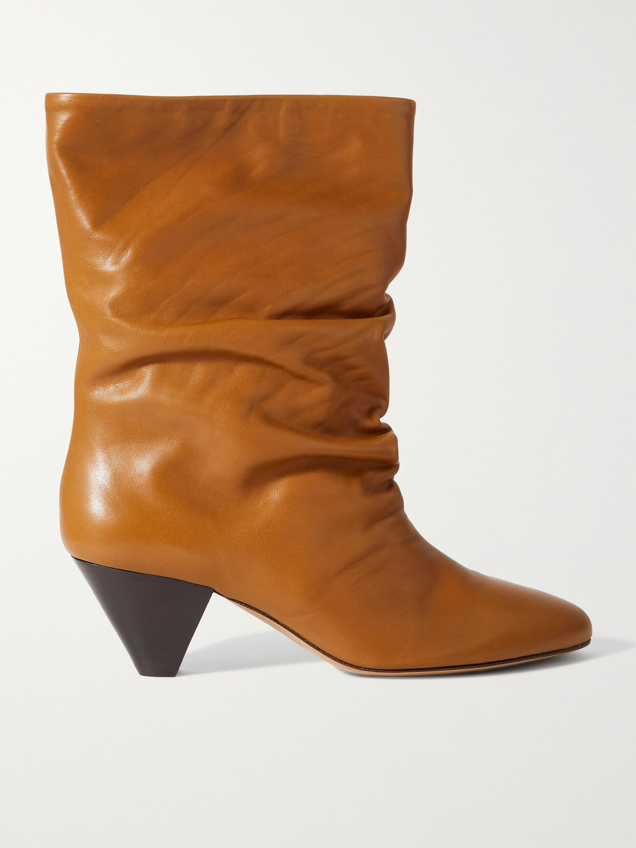 Isabel Marant Reachi Gathered Leather Ankle Boots In Brown