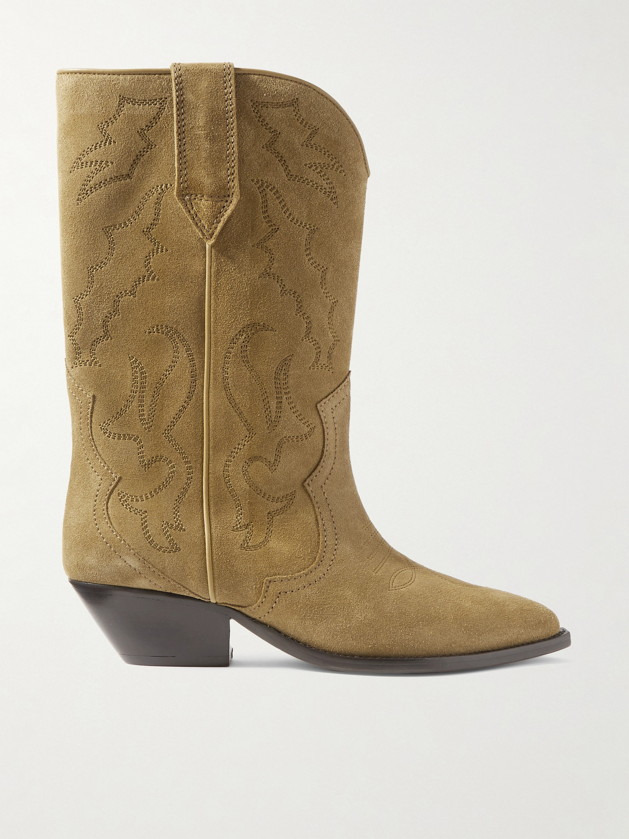 Shop Isabel Marant Duerto Embroidered Suede Cowboy Boots In Brown