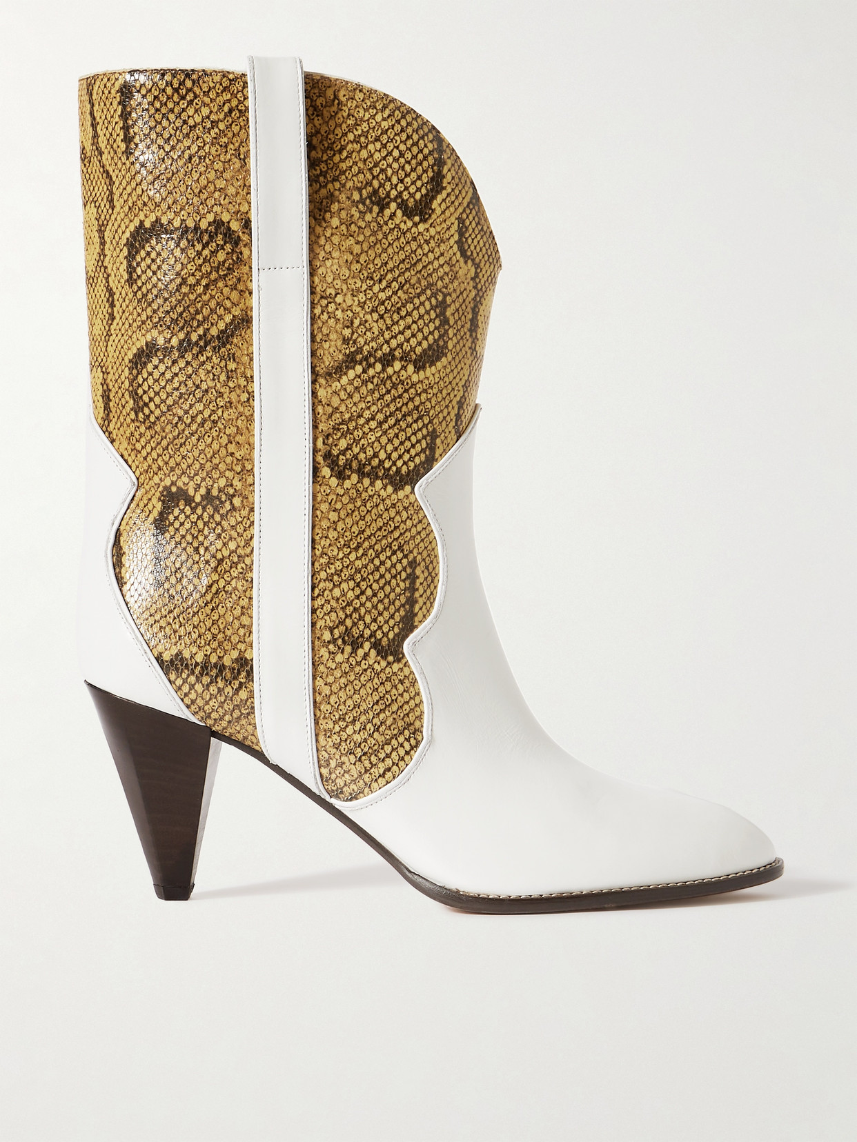 Isabel Marant Witney Smooth And Snake-effect Leather Ankle Boots In Natural-white