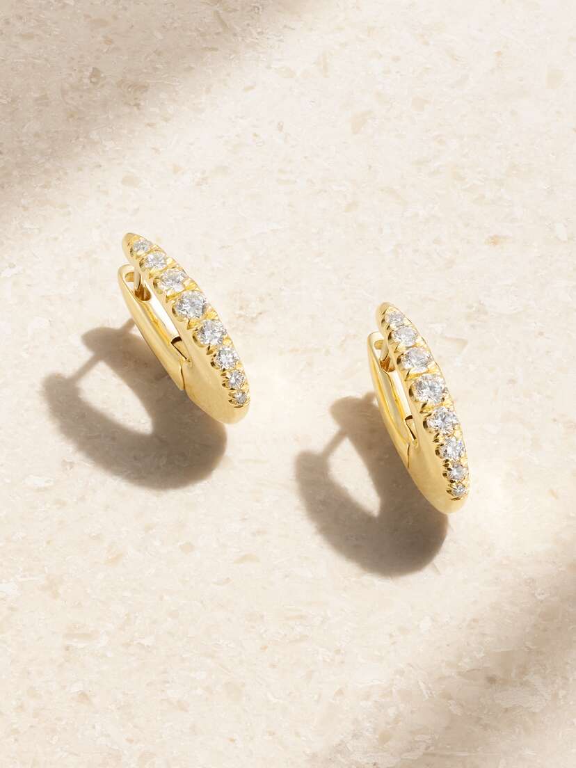 Melissa Kaye Lulu Small 18-karat Gold Diamond Hoop Earrings
