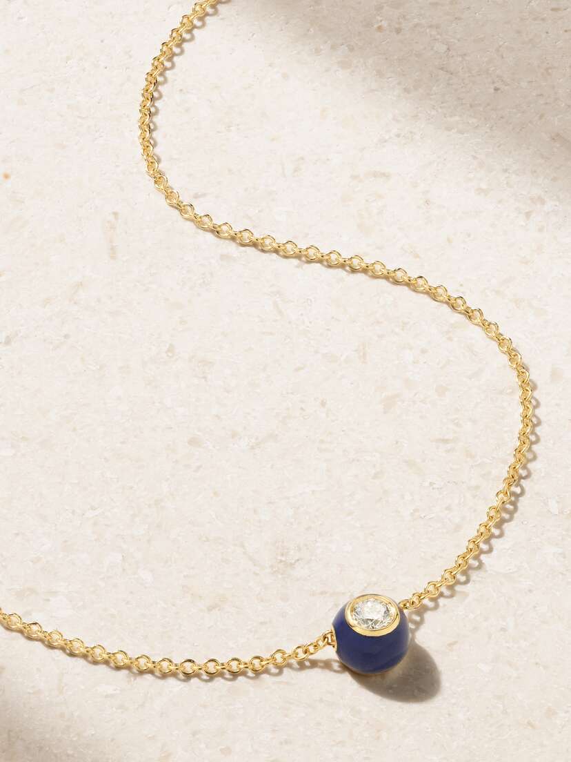 Melissa Kaye Audrey Small 18-karat Gold, Diamond And Enamel Necklace