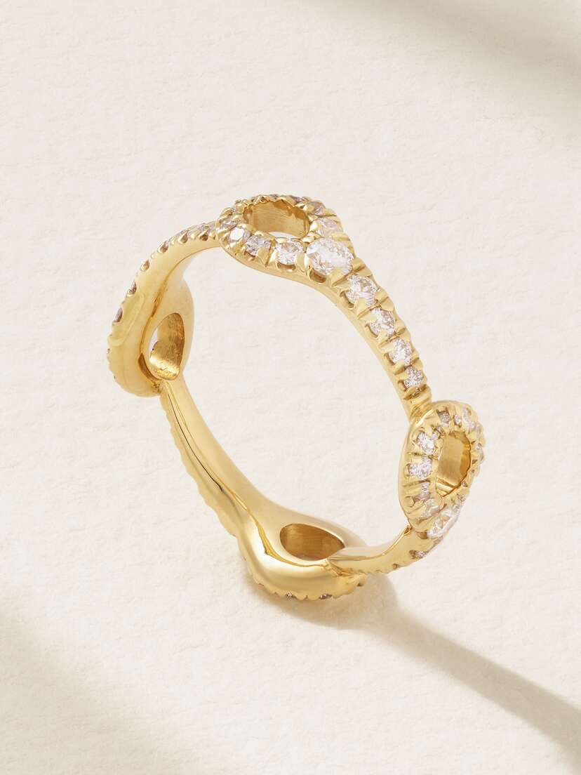 Melissa Kaye Lola Needle Small 18-karat Gold Diamond Ring