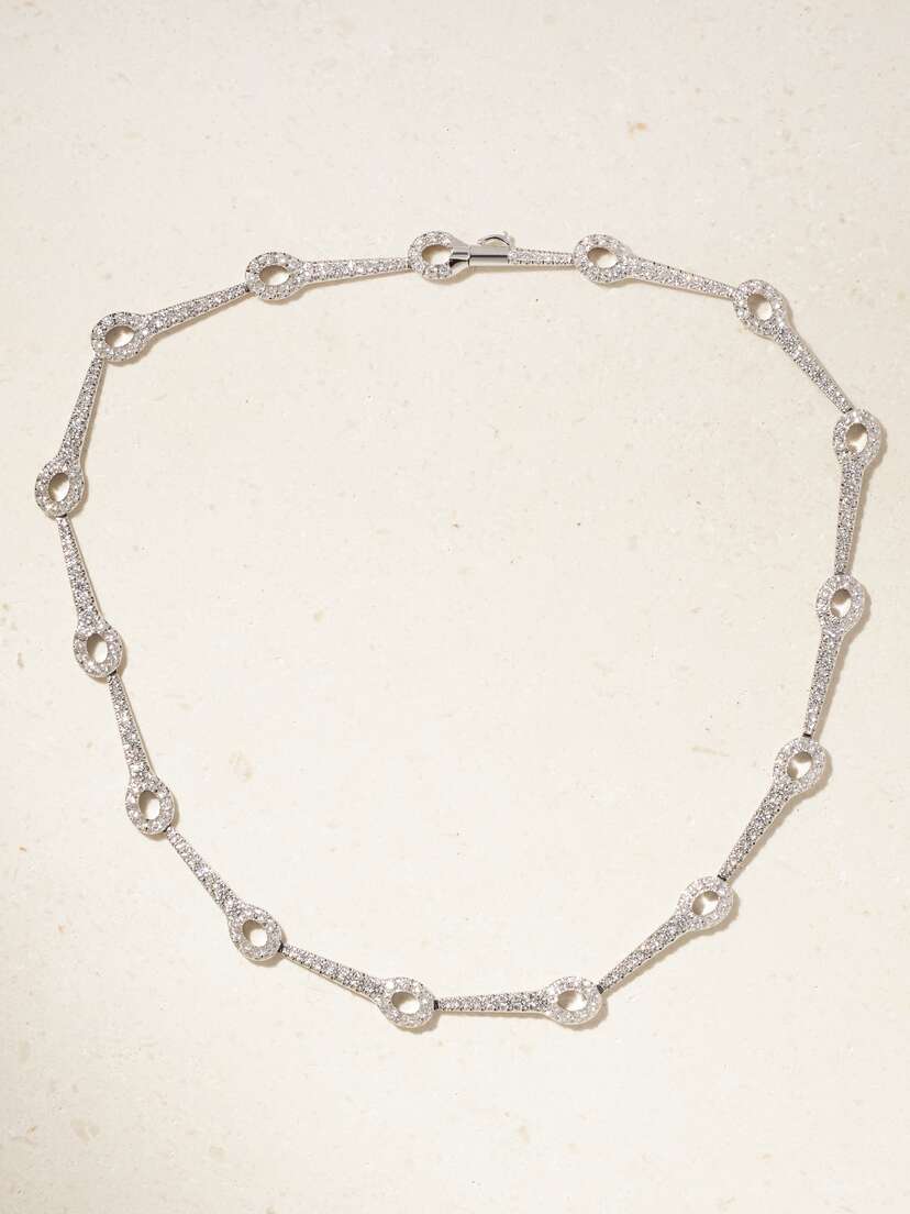 Melissa Kaye Lola Needle Linked 18-karat White Gold Diamond Necklace