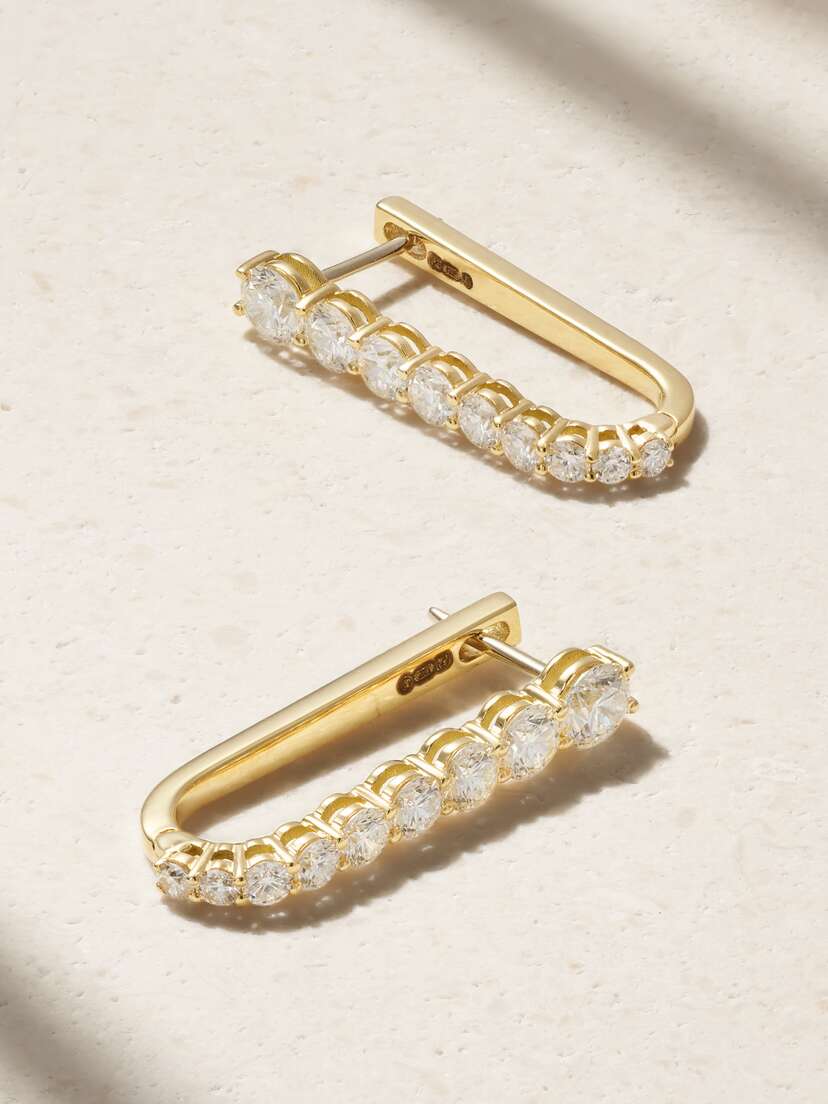Melissa Kaye Aria U 18-karat Gold Diamond Hoop Earrings