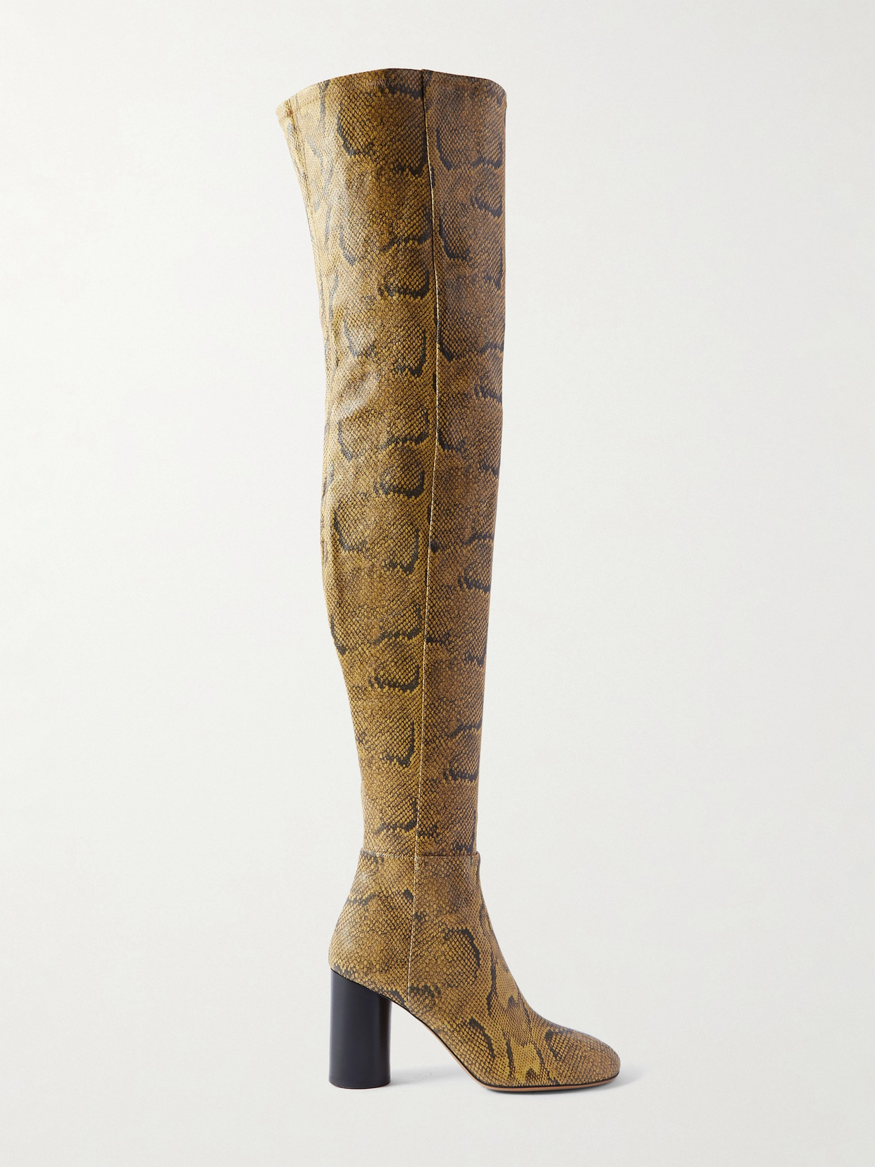 Isabel Marant Lelta Snake-effect Leather Over-the-knee Boots In Yellow