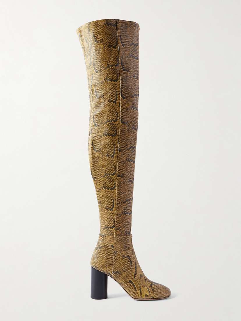 Isabel Marant Lelta Snake-effect Leather Over-the-knee Boots