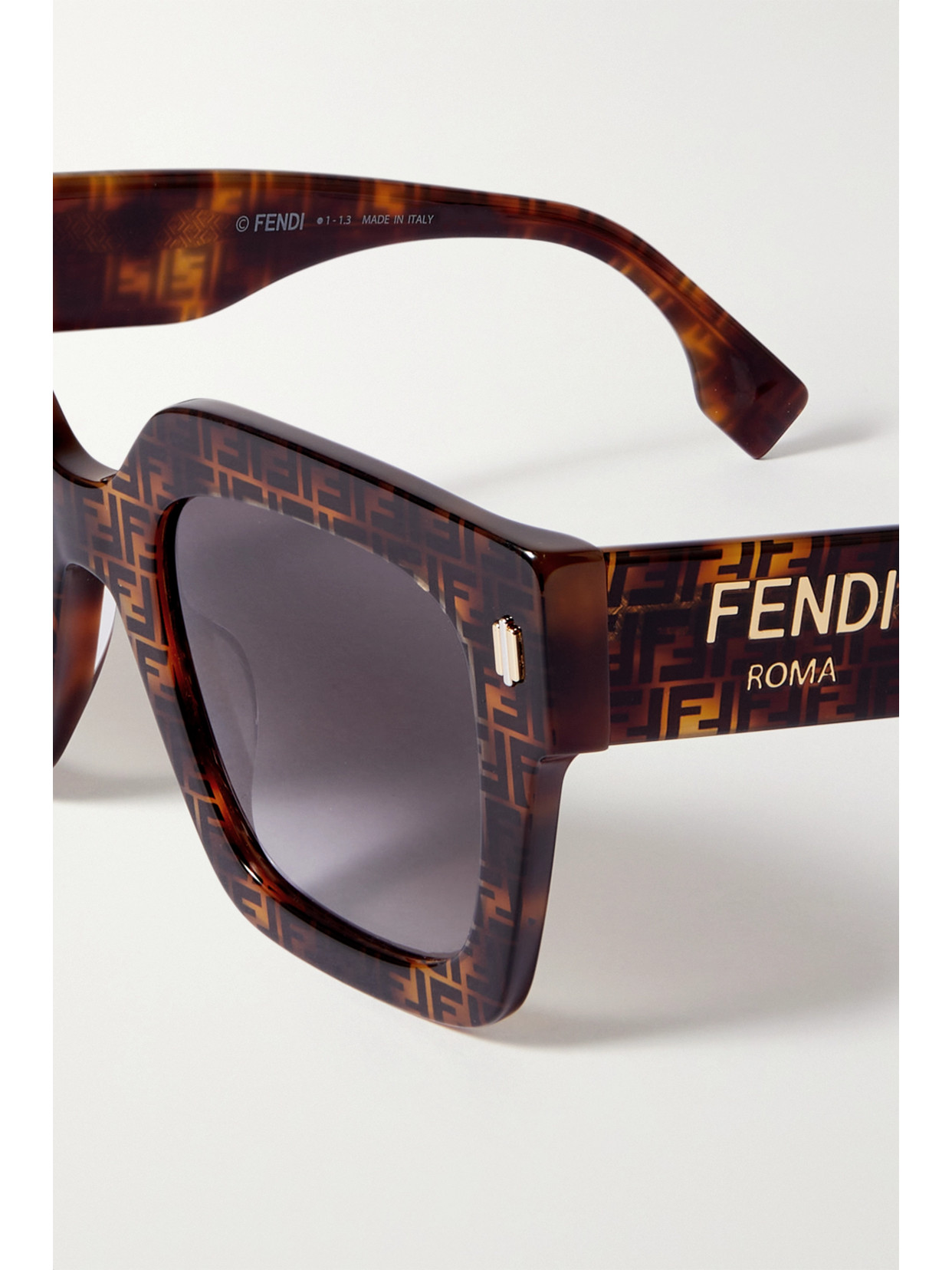 Shop Fendi Roma Oversized Square-frame Tortoiseshell Acetate Sunglasses In Brown