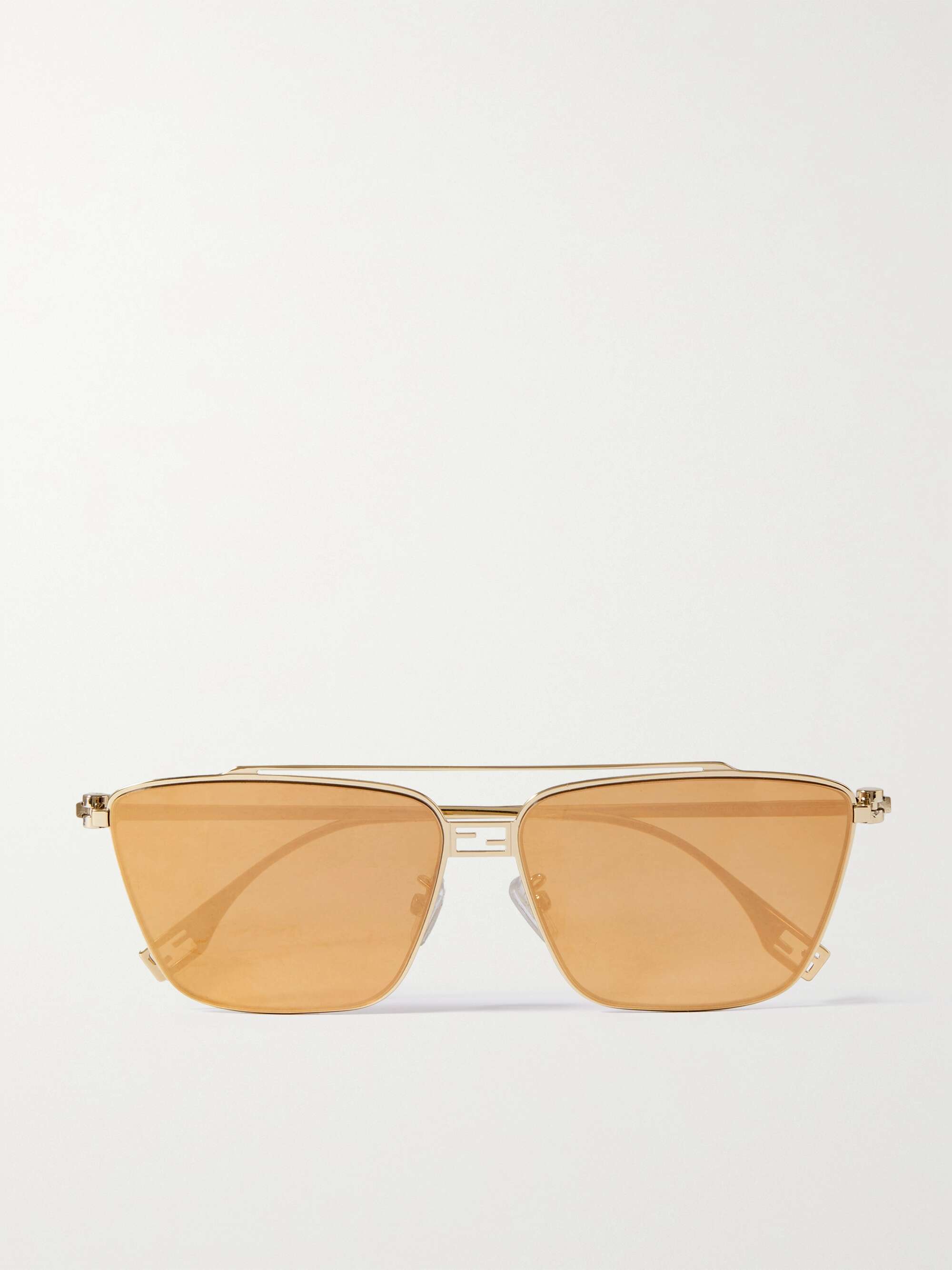 FENDI EYEWEAR Oversized square-frame acetate and gold-tone sunglasses