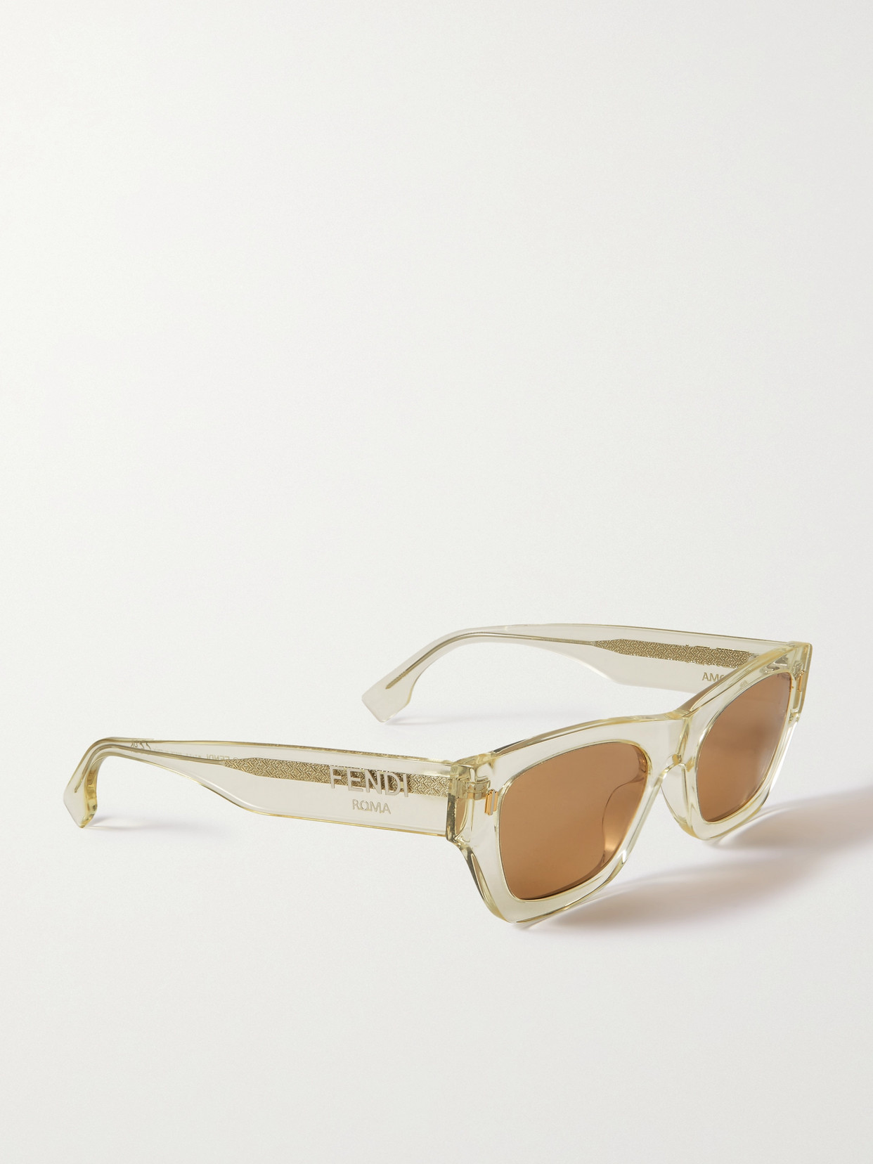 Shop Fendi Roma D-frame Acetate Sunglasses In Yellow